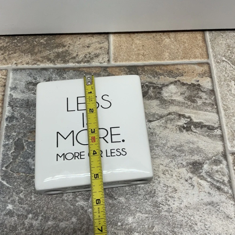 Pottery Barn Less Is More More Or Less White Ceramic Decorative Block Sign